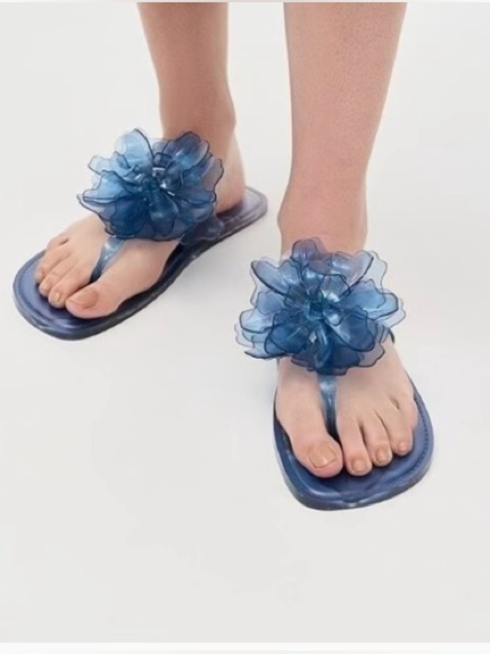 Farm Rio Blue flower jelly flat scandal